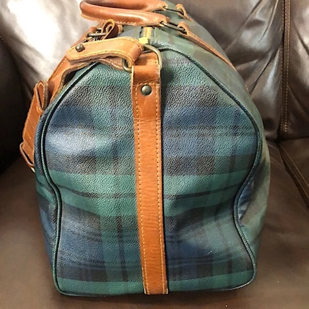 RALPH LAUREN Black Watch Plaid Speedy Boston Travel Vacation Camp Shoulder Bag